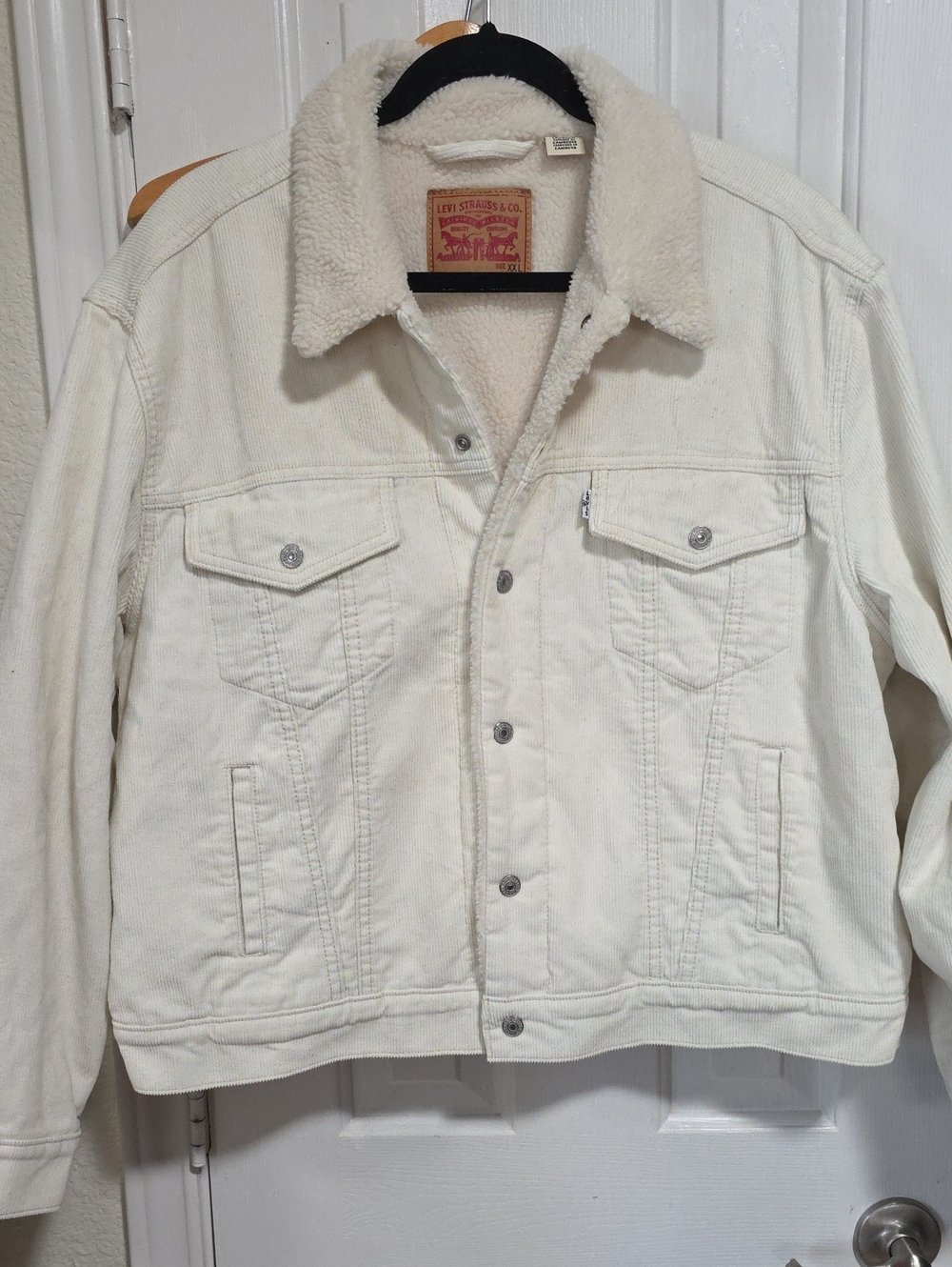 Levi's Off-White Sherpa-Lined Corduroy Jacket Size XXL
